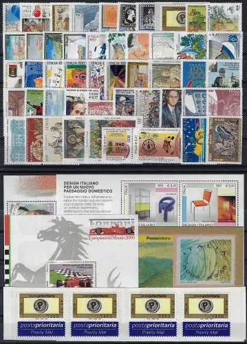 2001 Italia complete year 50v. + 3MS MNH