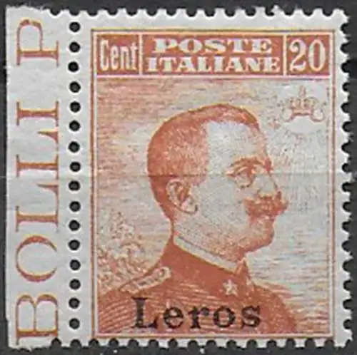 1917 Egeo Lero 20c. orange bf MNH Sassone n. 9