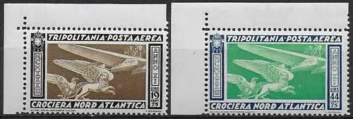 1933 Tripolitania Crociera Balbo airmail 2v. MNH Sassone n. 28/29