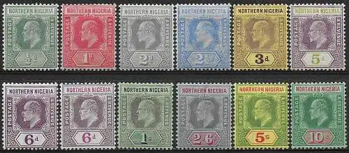 1910-11 Northern Nigeria Edoardo VII 12v. MH SG n. 28/39+35a