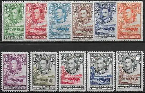 1938-52 Bechuanaland George VI 11v. MNH SG n. 118/28