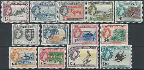 1956-62 British Virgin Islands Elizabeth II 13v. MNH SG n. 149/61