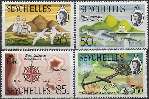 1970 Seychelles First Settlement 4v. MNH SG n. 280/83