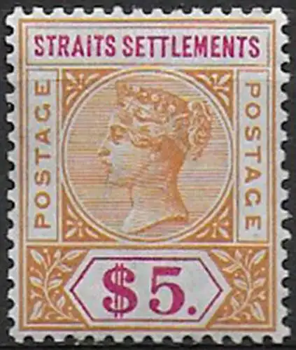 1898 Malaysia Straits Settlements $5 MNH SG n. 105