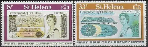 1976 St Helena first issue of currency 2v. MNH SG n. 314/15