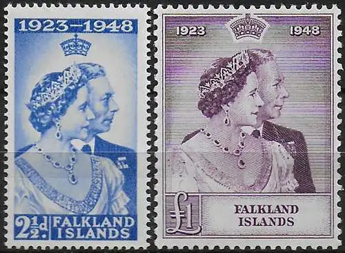 1948 Falkland Silver Wedding 2v. MNH SG n. 166/67