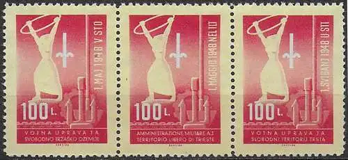 1948 Trieste B 1 maggio 3v. MNH Sassone n. 1/3