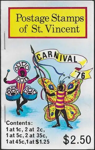 1976 St Vincent Carnival' 76 6v. MNH SG n. 479/84 booklet