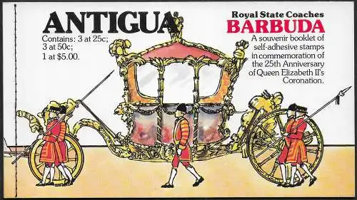 1978 Barbuda 25th Coronation 3v. MNH SG n. 421/23 booklet