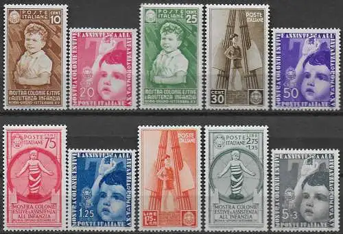 1937 Italia Mostra Colonie Estive 10v. MNH Sassone n. 406/15