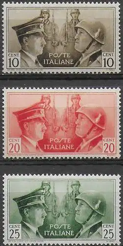 1941 Italia Asse italo-tedesca NE 3v. bc MNH Sassone n. 457A/C