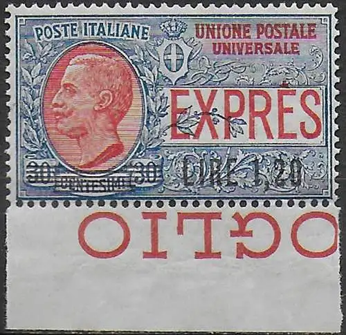 1921 Italia Express Lire 1,20 su 30c. 1v. bfc MNH Sassone n. 5