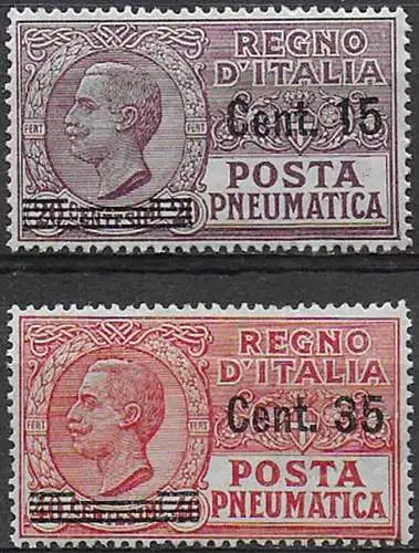 1927 Italia Pneumatica nuovi valori 2v. bc MNH Sassone n. 10/11