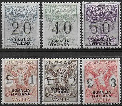 1926 Somalia segnatasse vaglia 6v. bc MNH Sassone n. 7/12