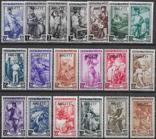 1950-54 Trieste A "Italia al lavoro" 19v. MNH Sassone n. 89/107