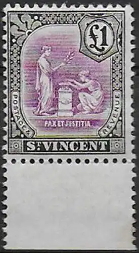 1913 St Vincent George V £ 1 mauve and black MNH SG n. 120