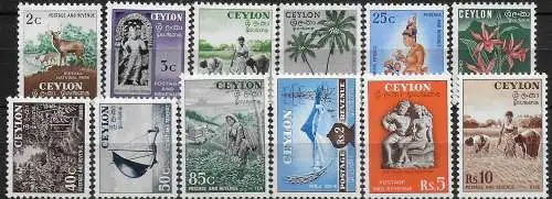 1951-54 Ceylon Pictorial 12v. MNH SG n. 419/30