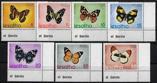 1973 Lesotho butterflies 7v. MNH SG n. 239/45