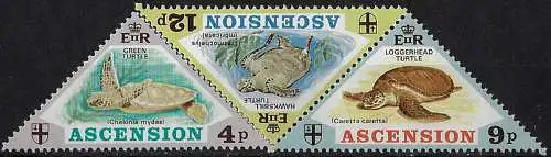 1973 Ascension turtles 3v. MNH SG. n. 171/73