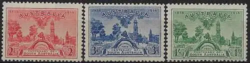 1936 Australia centenary of South Australia 3v. MNH SG n. 161/63