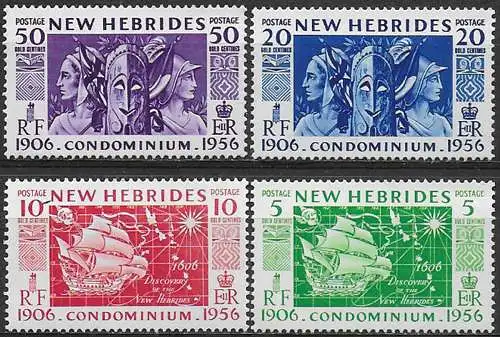 1956 New Hebrides 50th Anniversary of Condominium 4v. MNH SG n. 80/83