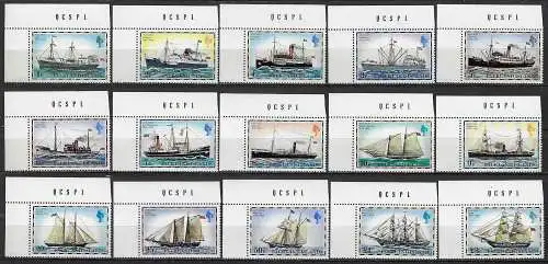 1978 Falkland Islands steam and sail ships 15v. MNH SG n. 331A/45B