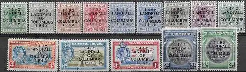 1942 Bahamas Columbus Landing 14v. MNH SG n. 162/75a