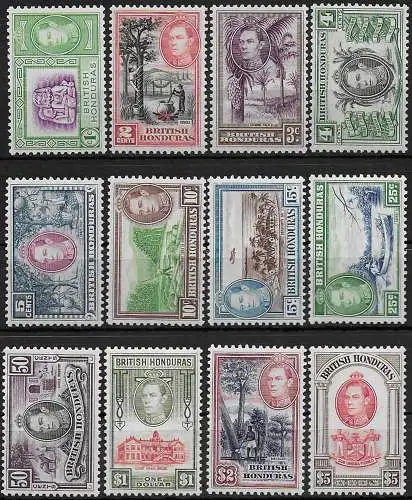 1938-47 British Honduras Giorgio VI 12v. MLH SG n. 150/61