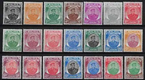 1949-55 Johore Sultan Sir Ibrahim 21v. MH SG n. 133/47