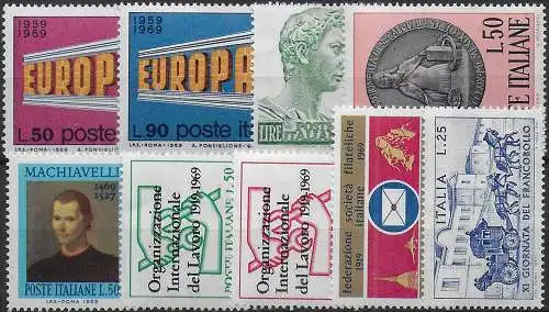 1969 Italia complete year 9v. MNH