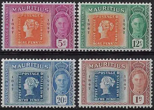 1948 Mauritius Postage Stamp Centenary 4v. MNH SG n. 266/69