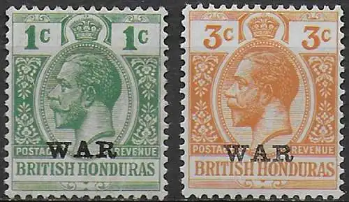 1917-18 British Honduras WAR 2v. MNH SG. n. 116/18