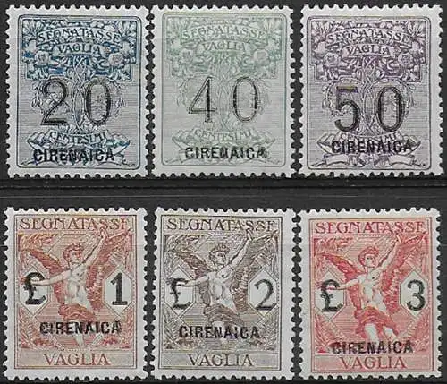 1924 Cirenaica segnatasse per Vaglia 6v. MNH Sassone n. 1/6