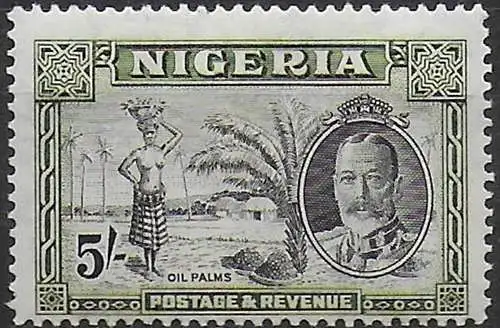 1936 Nigeria Giorgio V 5s. black olive green MNH SG n. 43