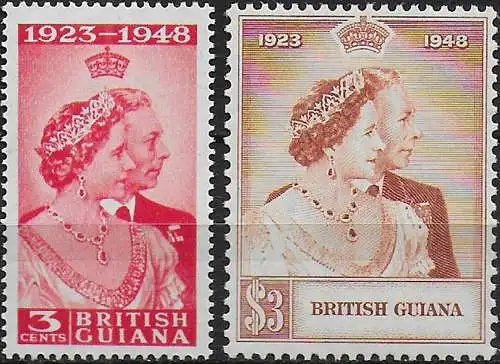 1948 British Guiana Silver Wedding 2v. MNH SG n. 322/23