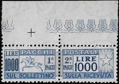 1954 Italia parcel post stamps Lire 1.000 Cavallino bfc MNH Sassone n. 81/I