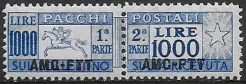 1954 Trieste A parcel post stamps Lire 1.000 Cavallino mc MNH Sassone n. 26/I