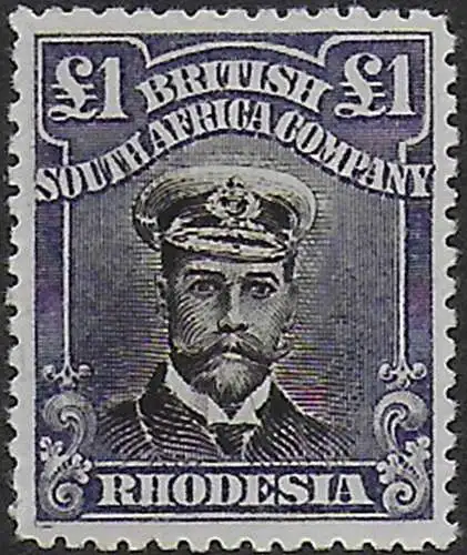 1923 Rhodesia George V £1 deep grey black and violet MNH SG n. 255t