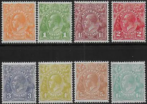 1931-36 Australia George V 8v. W 15 MNH SG n. 124/31