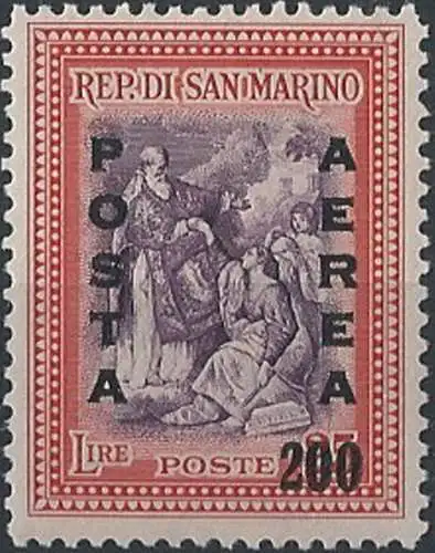 1948 San Marino Lire 200 POSTA AEREA MNH Sassone. n. 76