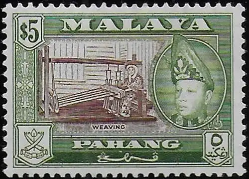 1960 Pahang $5 brown bronze-green p. 13 x 12½ MNH SG n. 86a