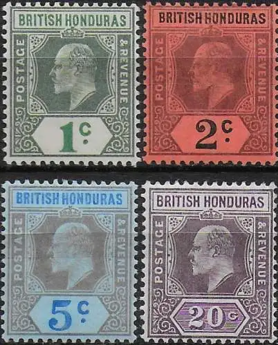 1902-04 British Honduras Edward VII 4v. MH SG n. 80/83