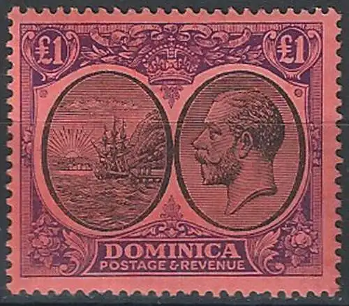 1926 Dominica £1 black-purple red MNH SG n. 91