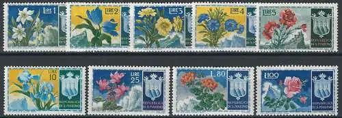 1953 San Marino Flowers 9v. MNH Sassone n. 400/408