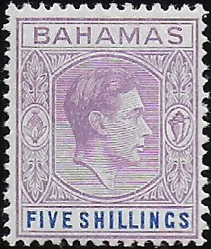 1946 Bahamas George VI 5s. dull mauve deep blue MNH SG n. 156c