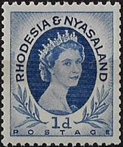 1955 Rhodesia and Nyasaland 1d. ultramarine 1v. MNH SG n. 2ab