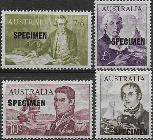 1963-65 Australia Navigators SPECIMEN 4v. MNH SG n. 357s/60s