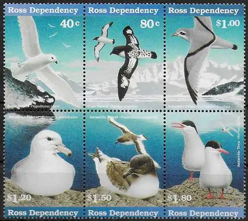 1997 Ross Dependency antarctic seabirds 6v. block MNH SG. n. 48/53