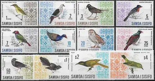 1967 Samoa e Sisifo birds 12v. MNH SG n. 280/89b