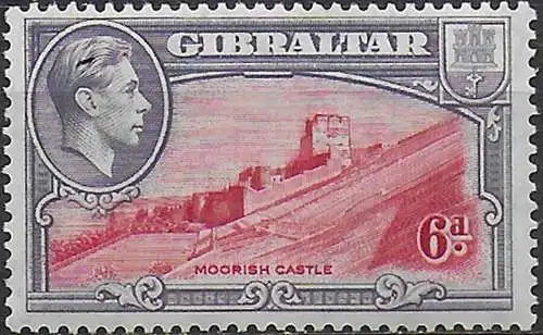 1938 Gibraltar Giorgio VI 6d. p. 13½ MNH SG n. 126